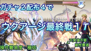 ウクアージ最終戦 ガチャ２配布４でAF１ターン討伐！（天冥値不要・耐性貫通）【アナザーエデン】