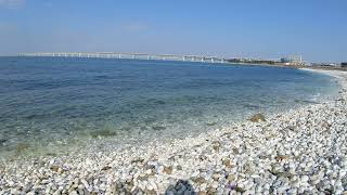 【4K】『Healing sound』View of Marble Beach in Osaka, Japan 大阪 泉佐野 りんくう マーブルビーチ 海 浜辺 波の音 作業用BGM ASMR