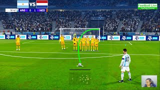 Argentina Vs Netherlands 2023 | Messi Free Kick Goal and Penalty Shootout | eFootball PES Gameplay