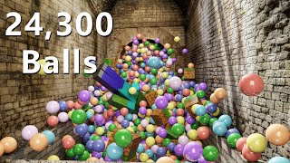 24,300 Color Balls VS Minecraft in the Italy corridor - Blender Animation