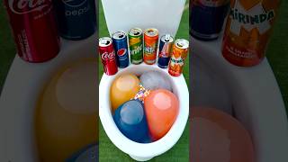 Coca Cola Zero VS Rainbow Balloons, M&M's, Fanta, Pepsi, Sprite, Red Bull and Mentos in the toilet