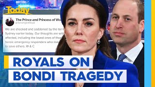 William, Kate and King Charles 'shocked and horrified' by Bondi attack | Today Show Australia