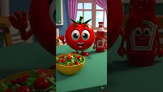 Tomato, Round and Red Kids Peom #kidsmusicfun #nurseryrhymes #story #kids #shorts