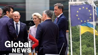 European leaders meet in Brussels to formally accept Ukraine's EU candidacy