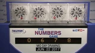 Midday Numbers Game Drawing: Thursday, June 22, 2017