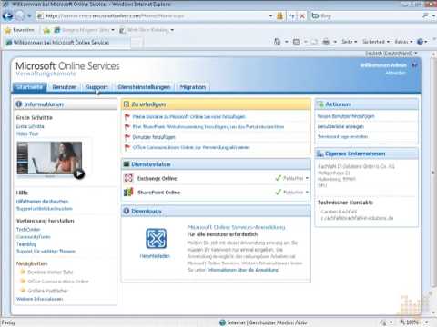 Überblick Verwaltungskonsole- Microsoft Online Services Administration ...