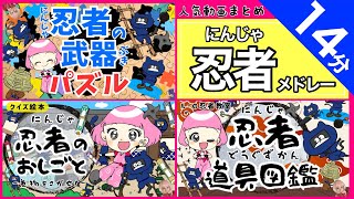 【14分】忍者メドレー｜赤ちゃんが喜ぶ・赤ちゃんが泣き止む！子供が喜ぶ！にんじゃが活躍するクイズ・パズル・ゲーム絵本が大集合｜知育動画｜人気動画まとめ