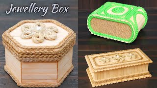 Handmade Jewelry storage boxes | DIY Jewellery Box made from Popsicle Sticks,Bamboo sticks and jute