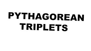 How to find Pythagorean Triplets