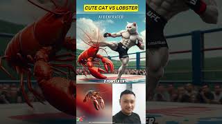 brave cat takes on a lobster! the funniest reaction 😆🦞🐈