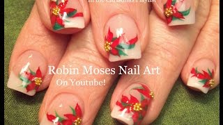 Easy Christmas Nail Art Design | Xmas Poinsettia Flower Nails Tutorial