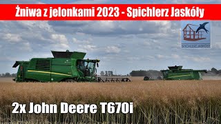 Żniwa z jelonkami 2023: 2x John Deere T670i – Spichlerz Jaskóły