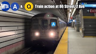 MTA A \u0026 Q train action at 86 Street/2 Ave