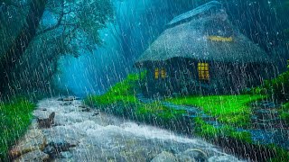 Thunderstorm sounds for sleeping  no ads - ASMR relaxing rain and thunder sounds by the stream