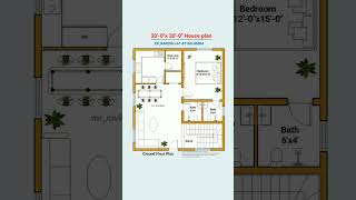 30x30 house plan with car parking, 1bhk 30' by 30' home plan, 30*30 house design, house map #shorts