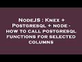 NodeJS : Knex + Postgresql + node - how to call postgresql functions for selected columns
