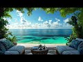 morning tropical beach cafe ambience ☕jazz coffee with bossa nova music ocean wave sounds for sleep