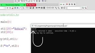 String functions Strcpy | code block |
