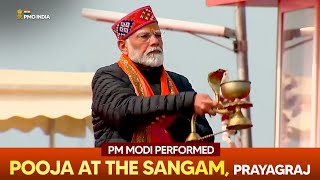 Prime Minister Narendra Modi performs Pooja at the Sangam, Prayagraj