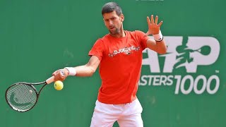 Novak Djokovic Practice with Wawrinka & Karatsev in Monte Carlo 2022 Court Level View