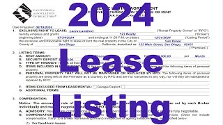 New July 2024 Lease Listing Agreement - CAR Form LL