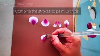 How to paint Flowers 🌸 ORCHIDS / Acrylic Step by step painting #Shorts
