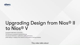 Nios® II to Nios® V Migration Design