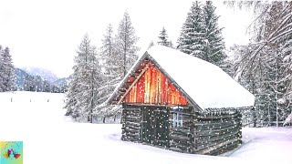 Snow Strom, Blizzard with Chimes sound & Howling wind | 10 Hours white Noise To Sleep, Wooden Cabin