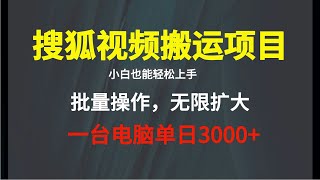 搜狐视频搬运 批量操作，无限放大，一台电脑当日300+