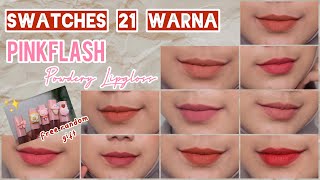 SWATCH 21 WARNA LIPCREAM!! PINKFLASH POWDERY LIP GLOSS | VANINDA AIDINA