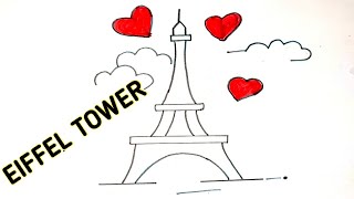 Eiffel Tower drawing - love drawing - drawing of tower - pencil sketch - simple drawing -