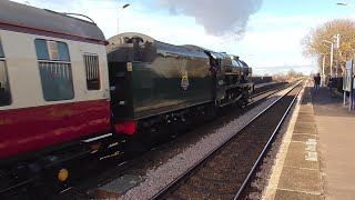 LMS 'Royal Scot' 46100 at Sherburn-in-Elmet Railway Station with 'The Christmas White Rose'