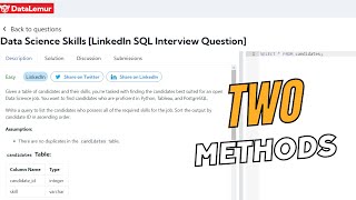 Data Science Skills [LinkedIn SQL Interview Question] | Data lemur Question 1 | Interview Question ❓