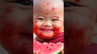 😍😍Cute monk baby Eating watermelon 🤔#shorts Glow Stick Secret 😱 #shortsvideo @MrDilegreeofficial