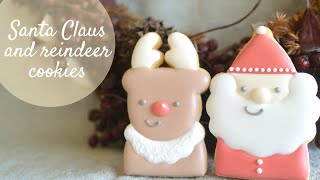 サンタクロースとトナカイのアイシングクッキー　～How to  decorate Santa Claus and reindeer icing cookies～【クリスマスアイシングクッキー】【簡単】