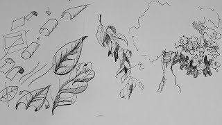 Pen and Ink Drawing Tutorials | How to draw a leaf and leaves