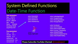 datetime function | sql date | getdate sql | sql current date | dateadd | datediff | datepart sql
