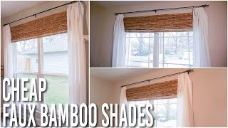 DIY Faux Bamboo Roman Shades Hack - Inexpensive and Easy