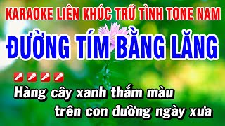 Karaoke Liên Khúc Trữ Tình Tone Nam Nhạc Sống Dễ Hát - Đường Tím Bằng Lăng | Hoài Phong Organ