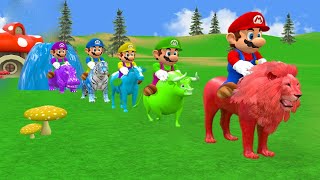 Paint Animals With 5 Super Mario ,Tiger, Cow,Lion,Gorilla,Elephant, Fountain Crossing Animal Game Ne