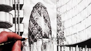 How to Draw The Gherkin Building London