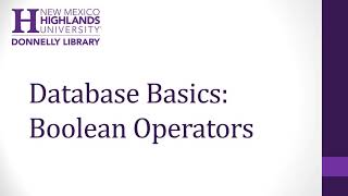Database Basics: Boolean Operators