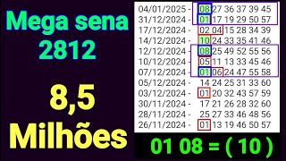 Mega sena 2812, Padrões lógicos, dezenas 01 08 indicando a dezena 10, ( estudos e observações )