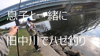 息子と一緒に旧中川でハゼ釣り(fishing)