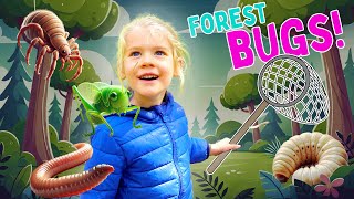 JuJu the KID ENTOMOLOGIST Goes on a BUG HUNT in the FOREST! Finds Grubs, Worms, and a KATYDID!