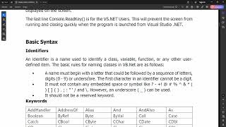 Program Structure & Basic Input & Output || VB.Net