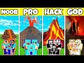 Minecraft Battle : Family TNT Volcano House Build Challenge - NOOB vs PRO vs HACKER vs GOD