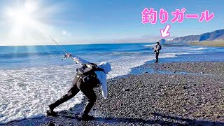 【静岡サーフ】釣りガールの前でヒラメ釣ってカッコイイとこ見せてやる！