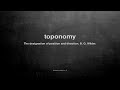 what does toponomy mean