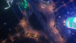 车流垂直航拍Vertical aerial photography of traffic flow